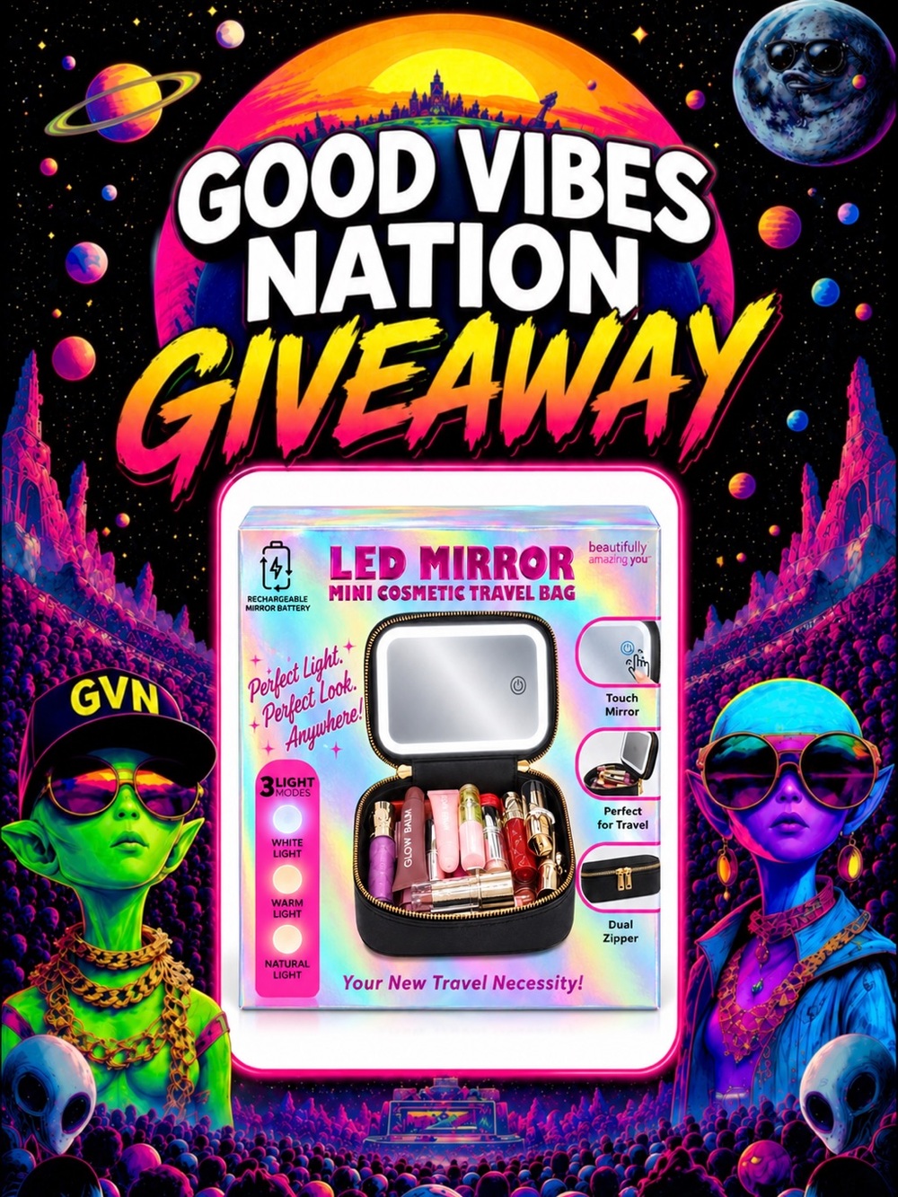 ✨GVN LED Mirror Cosmetic Bag Giveaway!✨